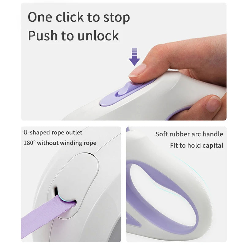 Pawline™ SmartWalk – LED Retractable Dog Leash (3–5M)